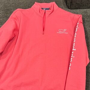 Vineyard Vines Coral Quarter-Zip Sweatshirt